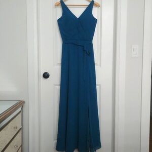 Morilee Madeline Gardner 10 fits like 6 Teal Maxi Dress High Slit Weddin…